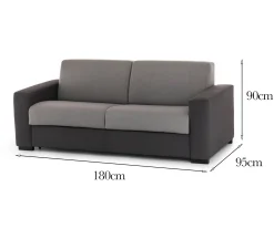 Divano fisso 2 posti Azzurrite, Cm 180x95h90, Grigio e Antracite<Dmora Flash Sale