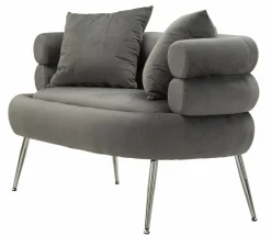 Divano fisso 2 posti Casier, 133x68 h69 cm, Grigio e Argento<Dmora Shop