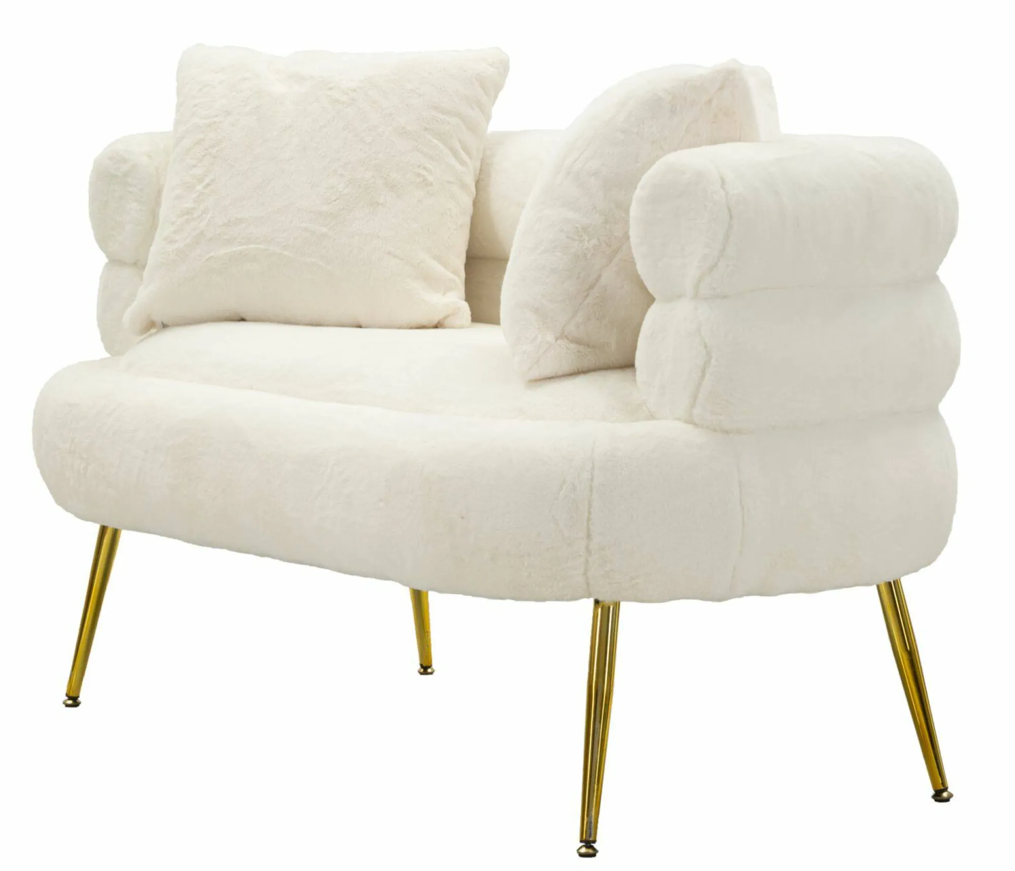 Divano fisso 2 posti Casier, 133x68 h69 cm, Bianco e Oro<Dmora Sale