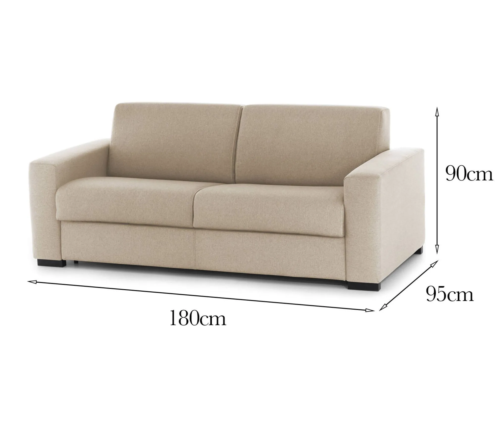 Divano fisso 2 posti Cianite, Cm 180x95h90,<Dmora Online