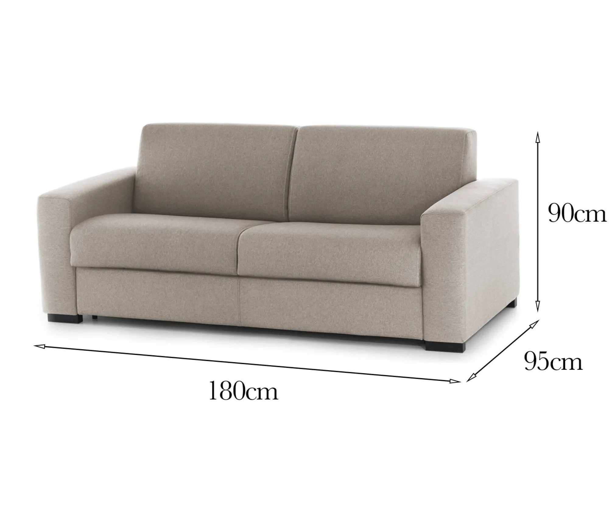 Divano fisso 2 posti Cianite, Cm 180x95h90,<Dmora Fashion
