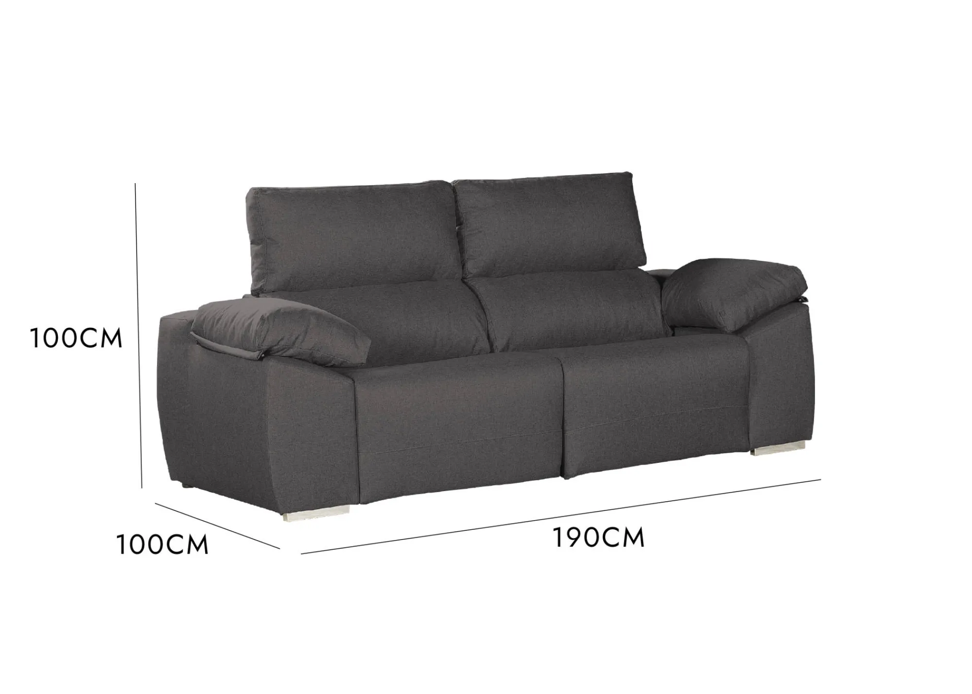 Divano fisso 3 posti Dgentili, 190x100h100 cm,<Dmora New
