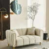 Divano fisso 2 posti Gandolfo, 81x155 h71 cm, Crema e Oro<Dmora Flash Sale