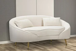 Divano fisso 2 posti Gupta, 148x84 h68 cm, Crema e Oro<Dmora Fashion