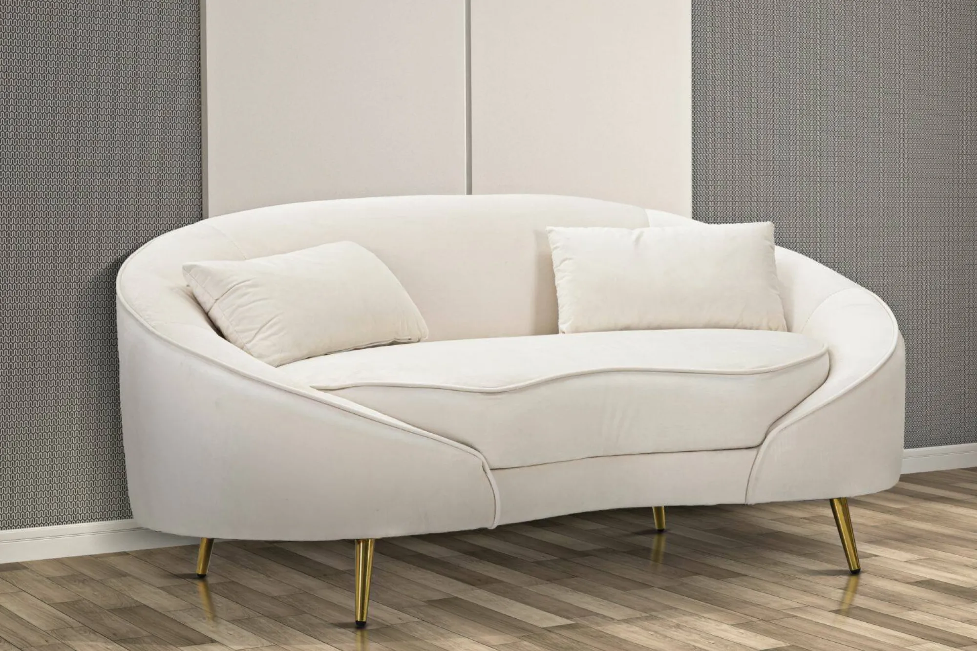 Divano fisso 2 posti Gupta, 148x84 h68 cm, Crema e Oro<Dmora Fashion