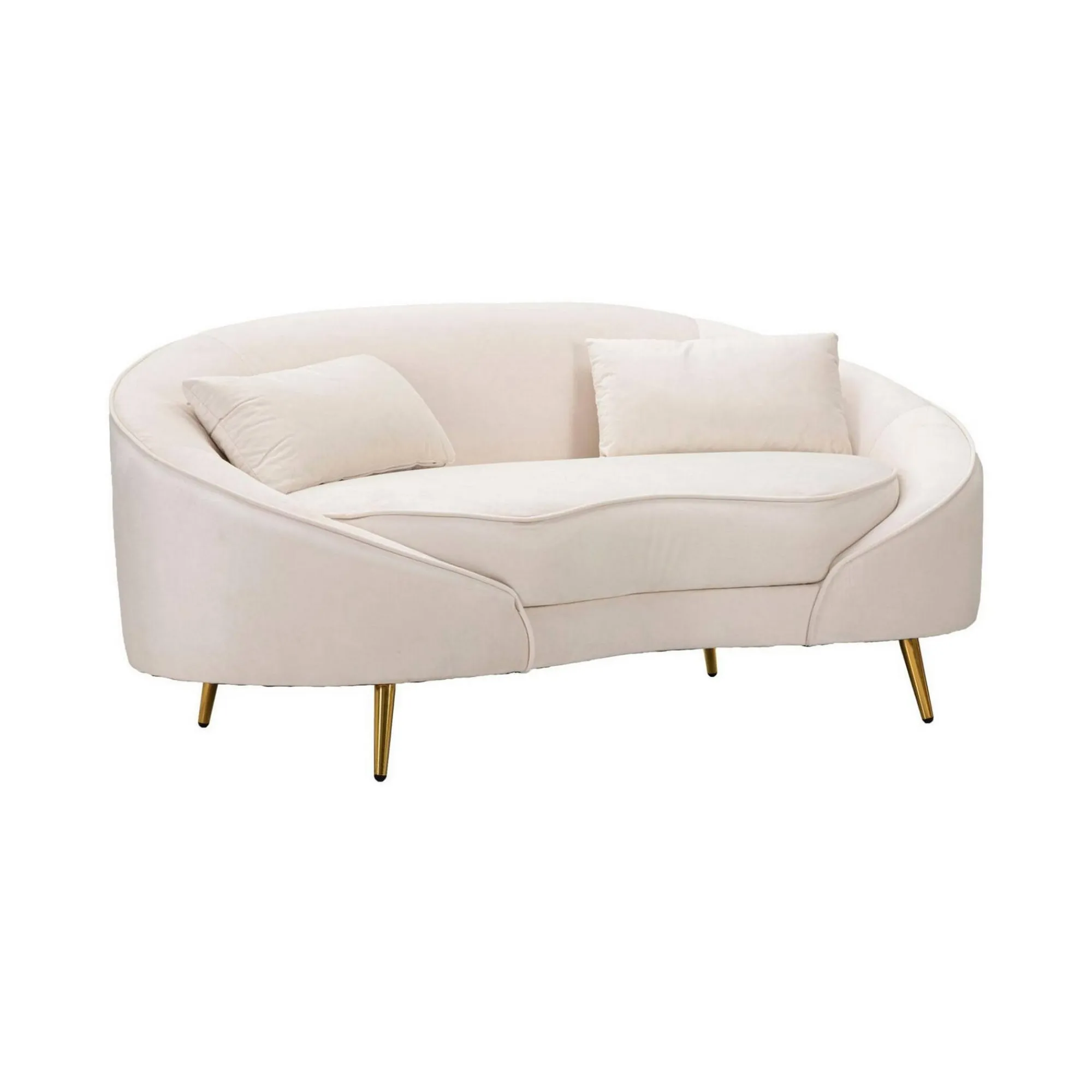 Divano fisso 2 posti Gupta, 148x84 h68 cm, Crema e Oro<Dmora Fashion