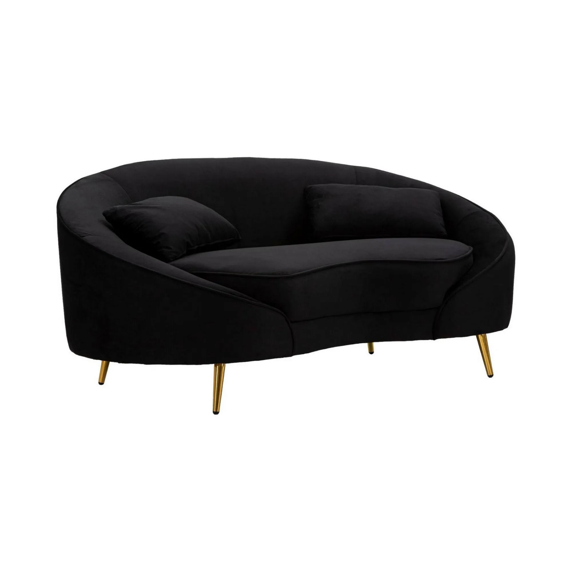 Divano fisso 2 posti Gupta, 148x84 h68 cm, Nero e Oro<Dmora Flash Sale