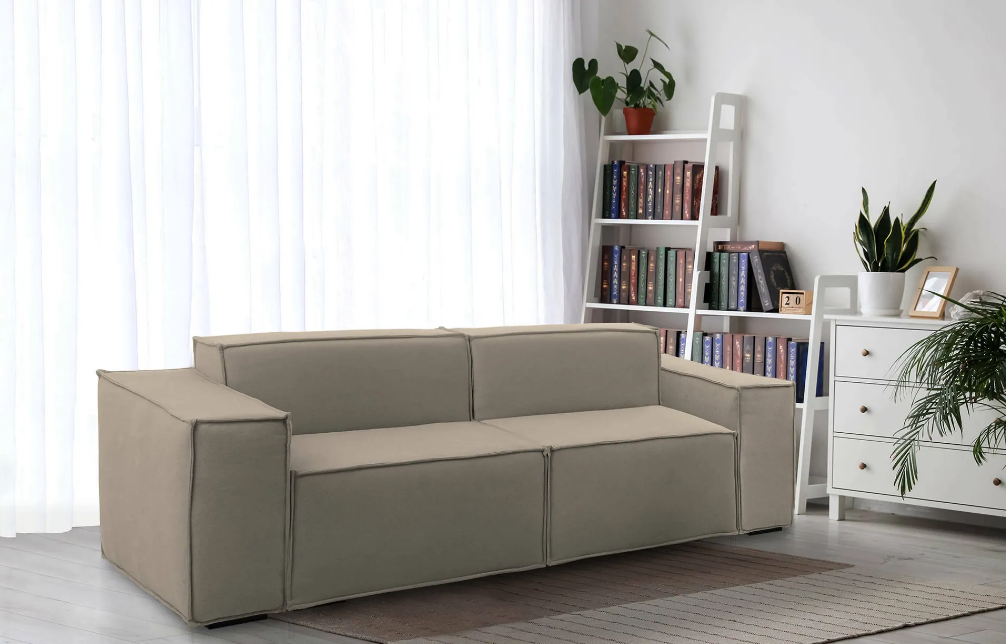 Divano fisso 2 posti Lepidolite, Cm 220x95h70,<Dmora Online