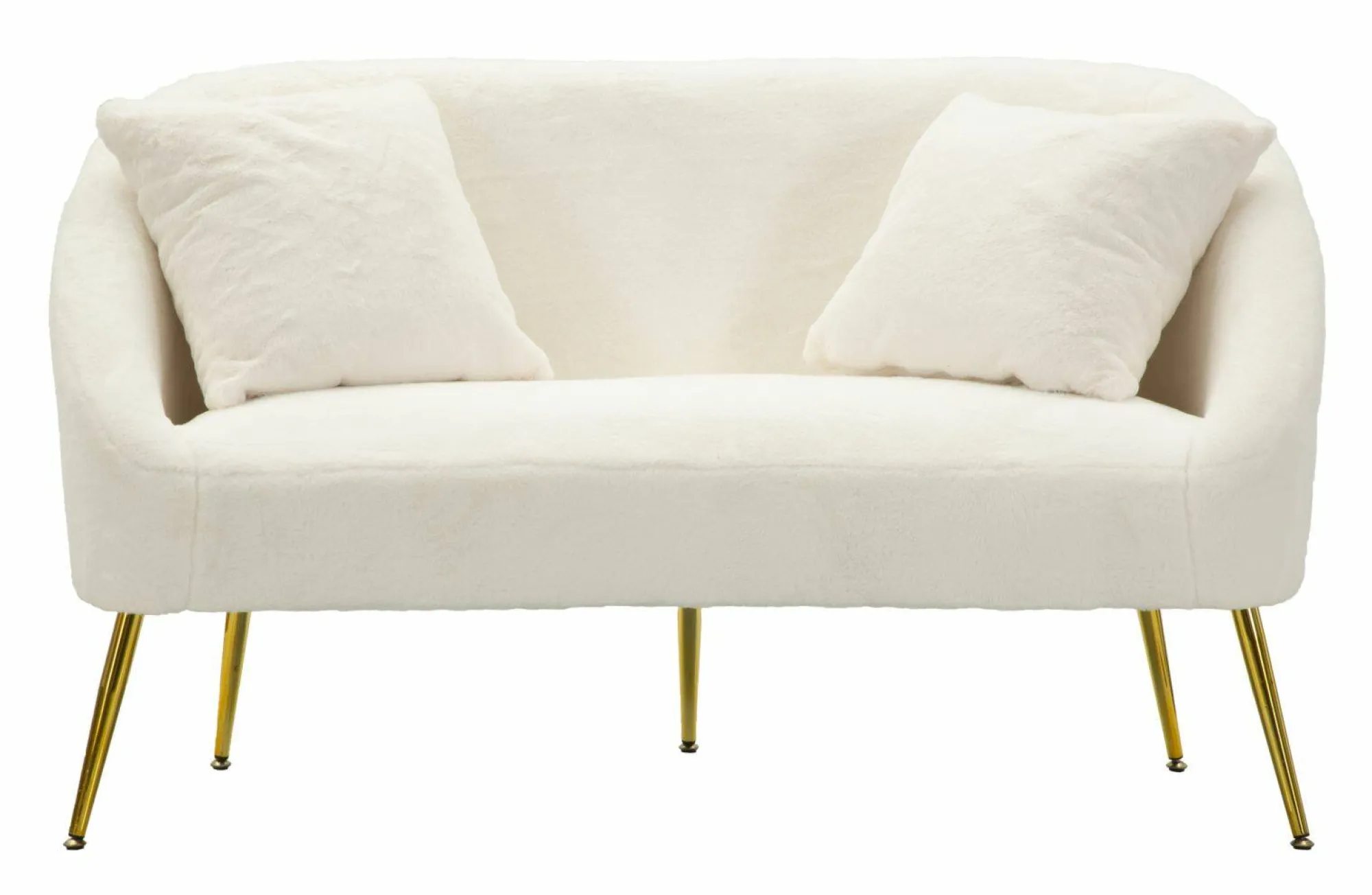 Divano fisso 2 posti Pittari, 137x69 h79 cm, Bianco e Oro<Dmora Store