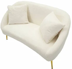 Divano fisso 2 posti Pittari, 137x69 h79 cm, Bianco e Oro<Dmora Store