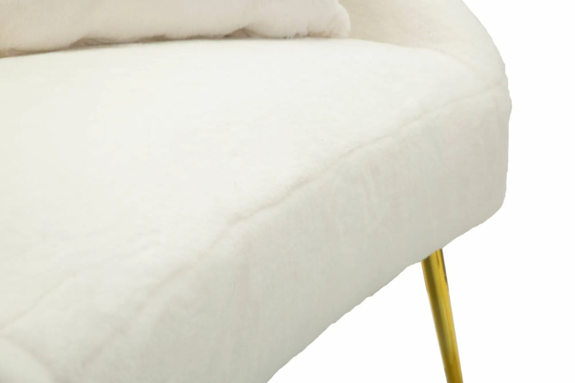 Divano fisso 2 posti Pittari, 137x69 h79 cm, Bianco e Oro<Dmora Store