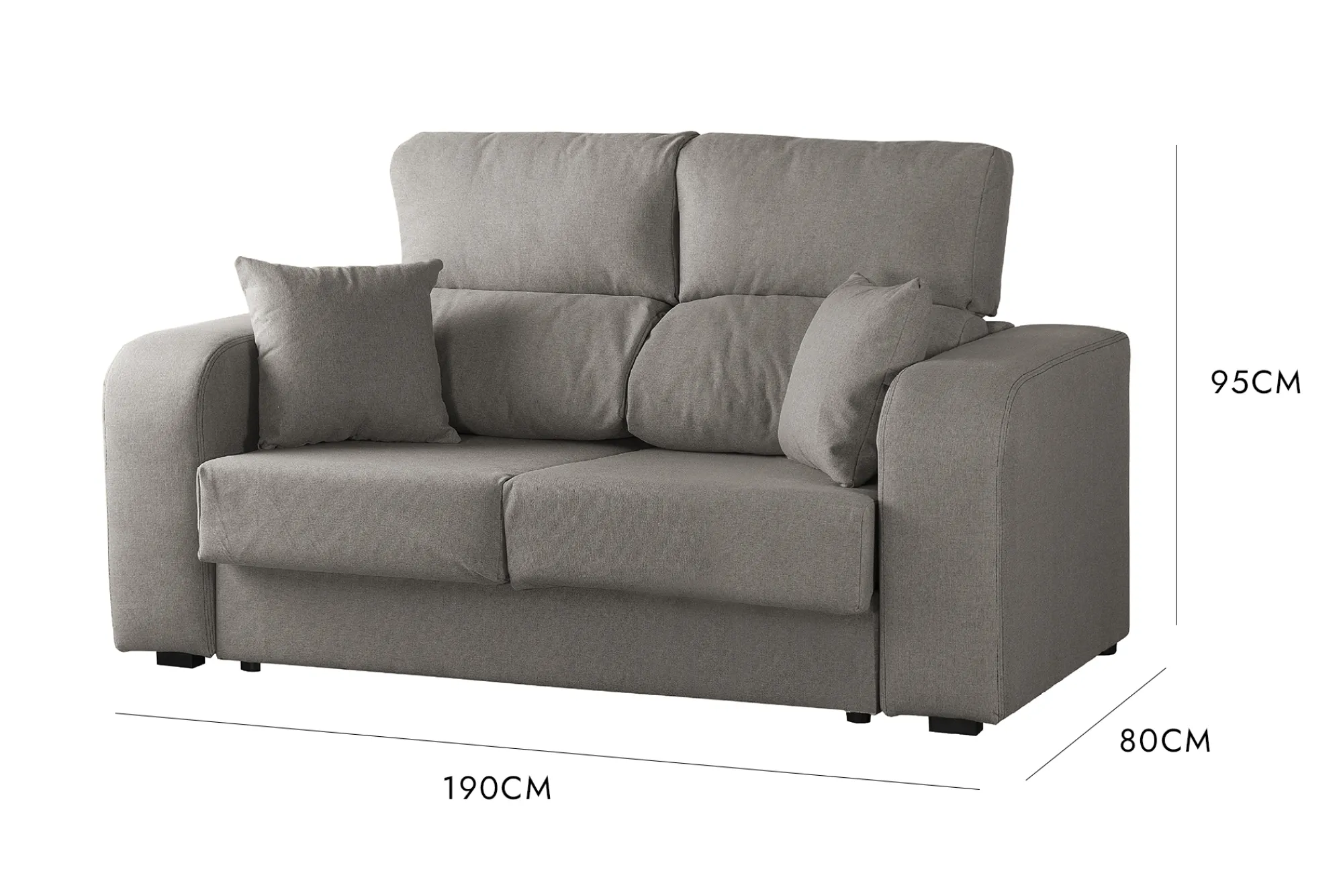 Divano fisso 3 posti Quarzo, 190x80h95 cm,<Dmora Cheap