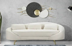 Divano fisso 3 posti Verte, 185x84 h68 cm, Crema e Oro<Dmora Cheap