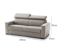 Divano fisso 3 posti Vigolana, Cm 220x95h85,<Dmora Hot