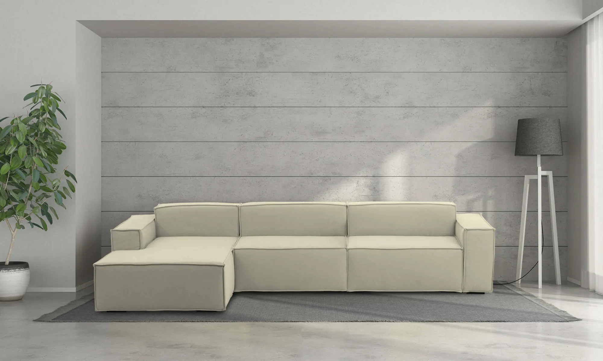 Divano fisso con penisola Atrillo, Cm 340x170h70,<Dmora Sale