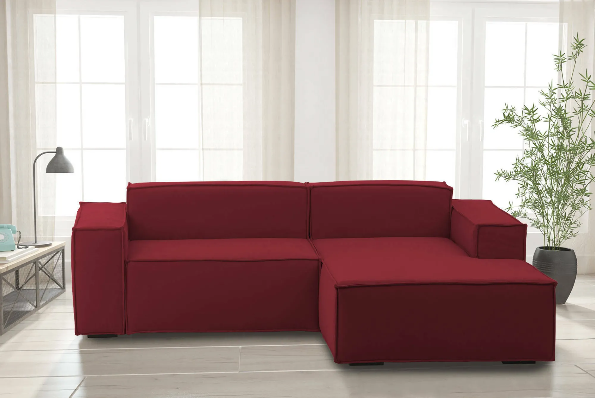 Divano fisso con penisola Ameli, Cm 240x170h70,<Dmora Outlet