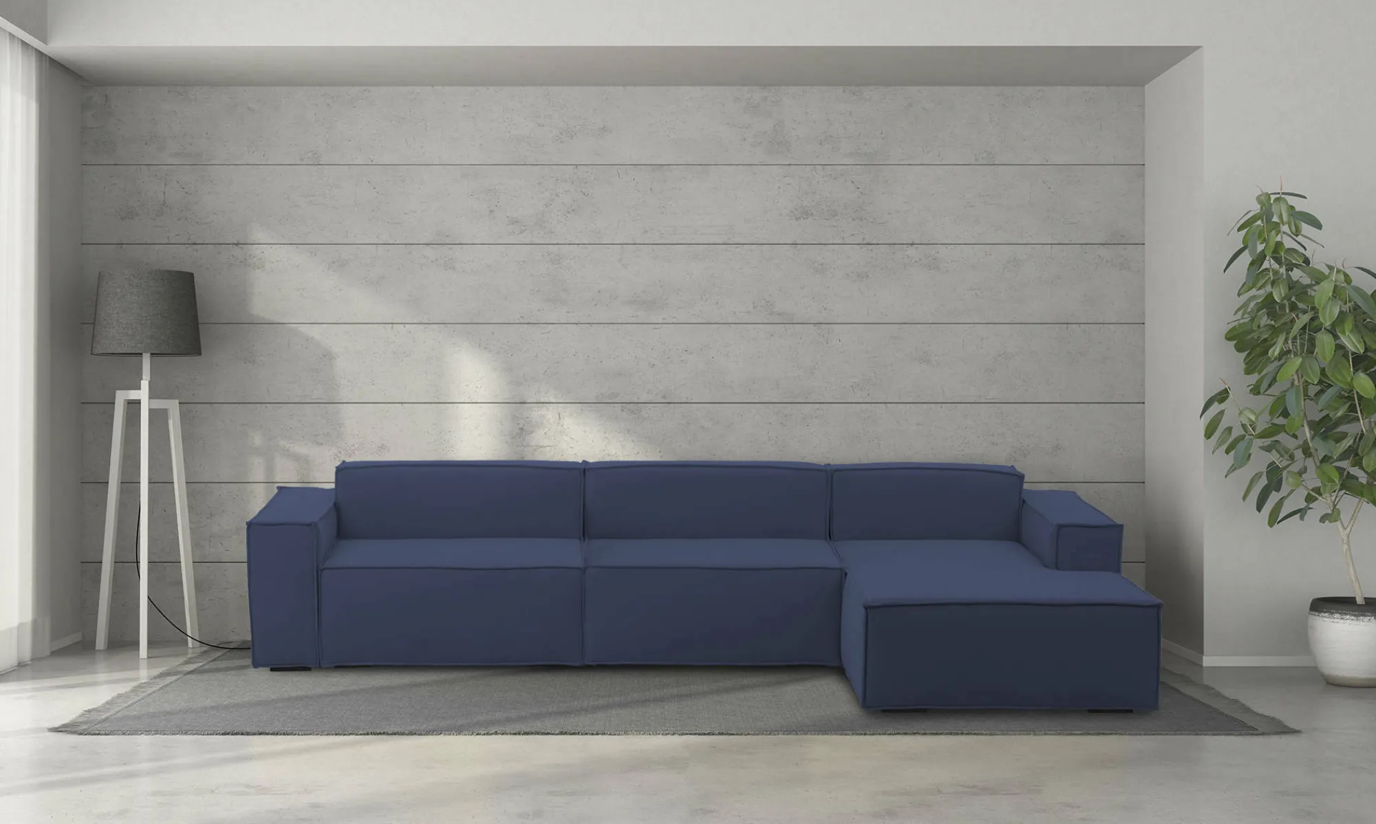 Divano fisso con penisola Asvaldo, Cm 340x170h70,<Dmora Store