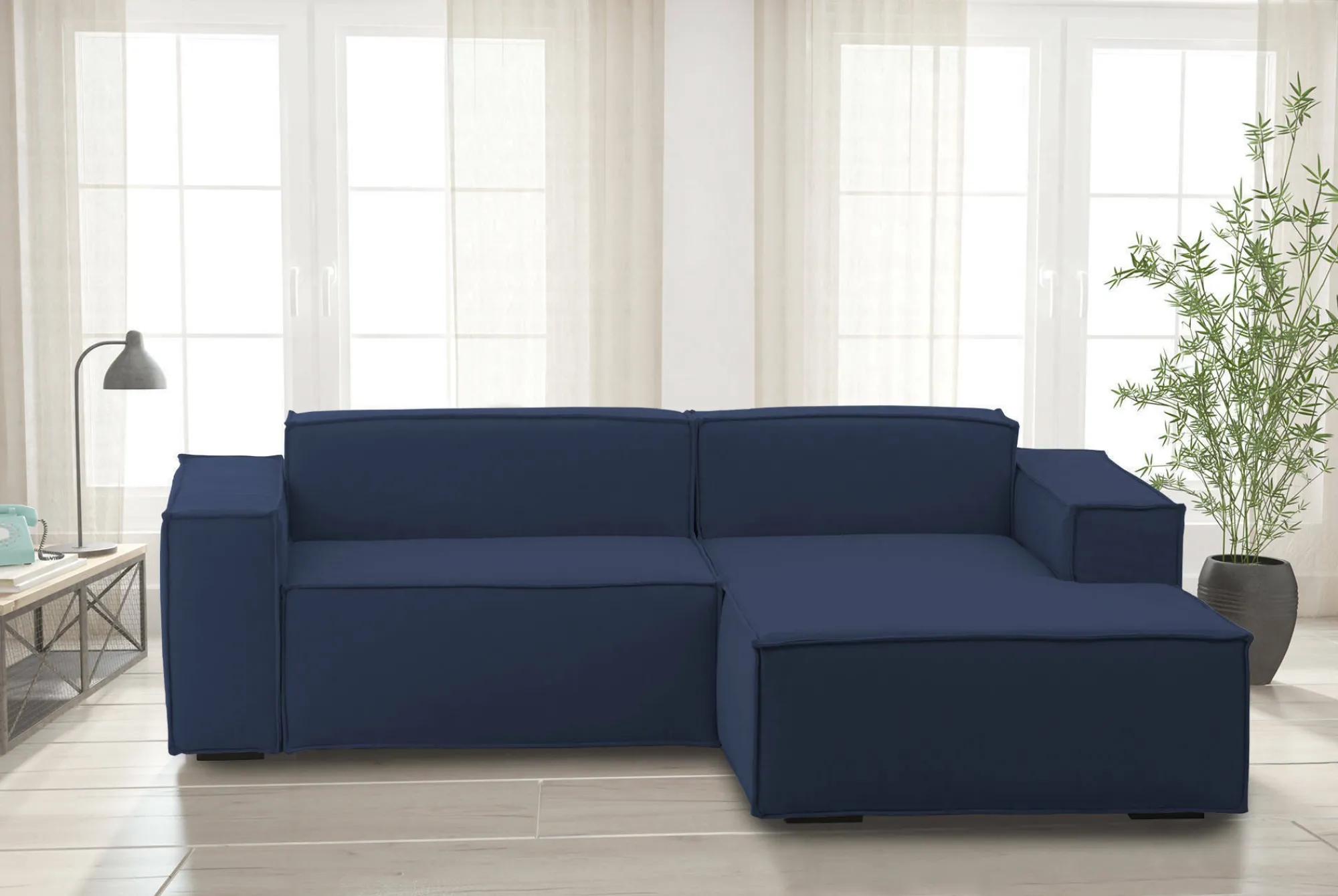 Divano fisso con penisola Ameli, Cm 240x170h70,<Dmora Sale