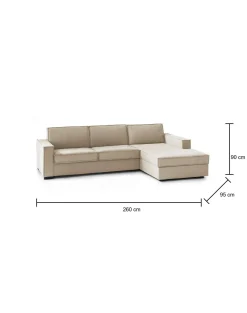 Divano fisso con penisola Assobasso, Cm 260x95h90,<Dmora Discount