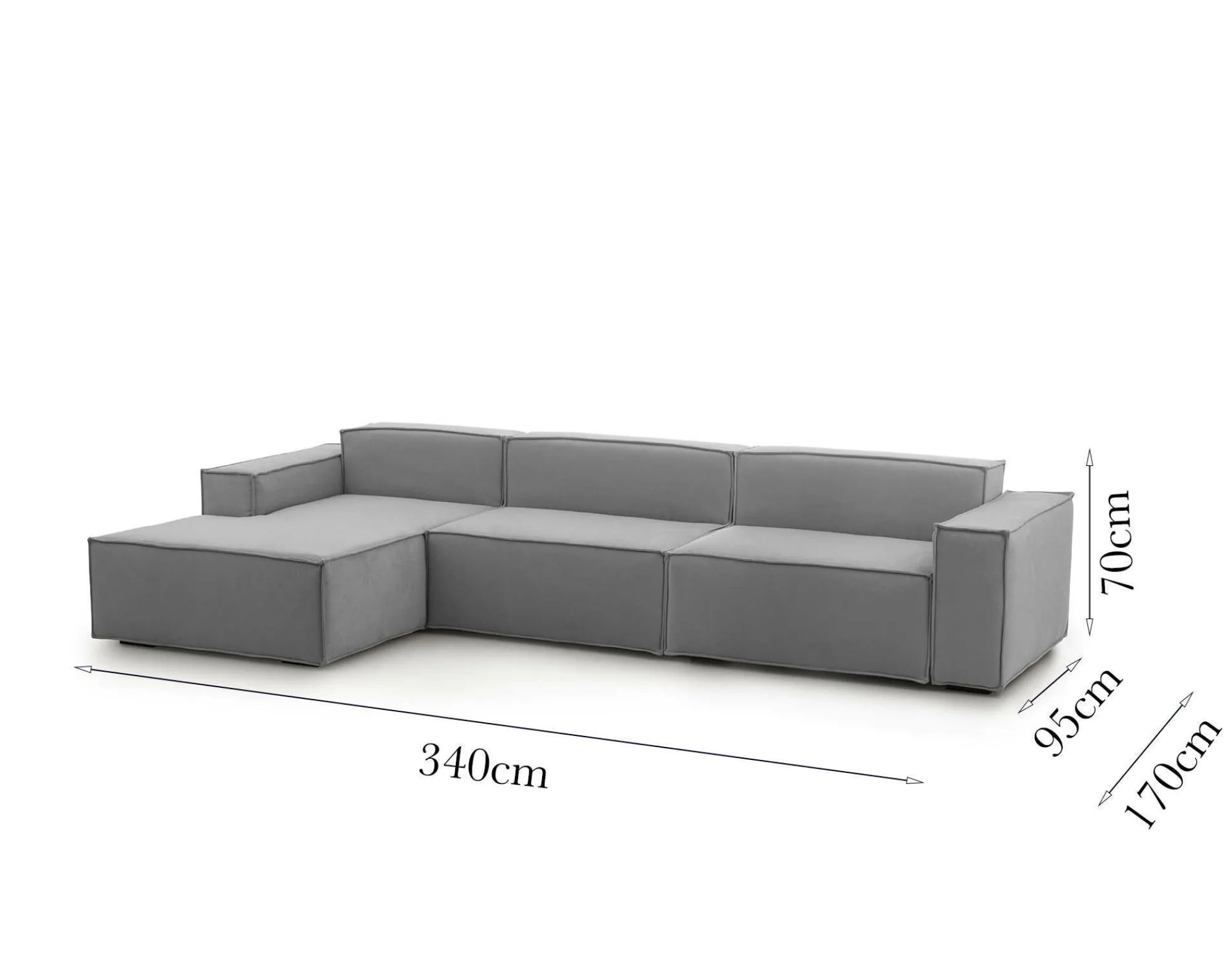Divano fisso con penisola Atrillo, Cm 340x170h70,<Dmora Sale