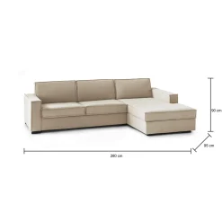Divano fisso con penisola Ametrino, Cm 280x95h90,<Dmora Flash Sale