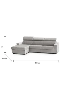 Divano fisso con penisola Akela, Cm 280x95h85,<Dmora Clearance