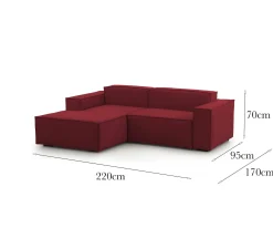 Divano fisso con penisola Alhoa, Cm 220x170h70,<Dmora Cheap