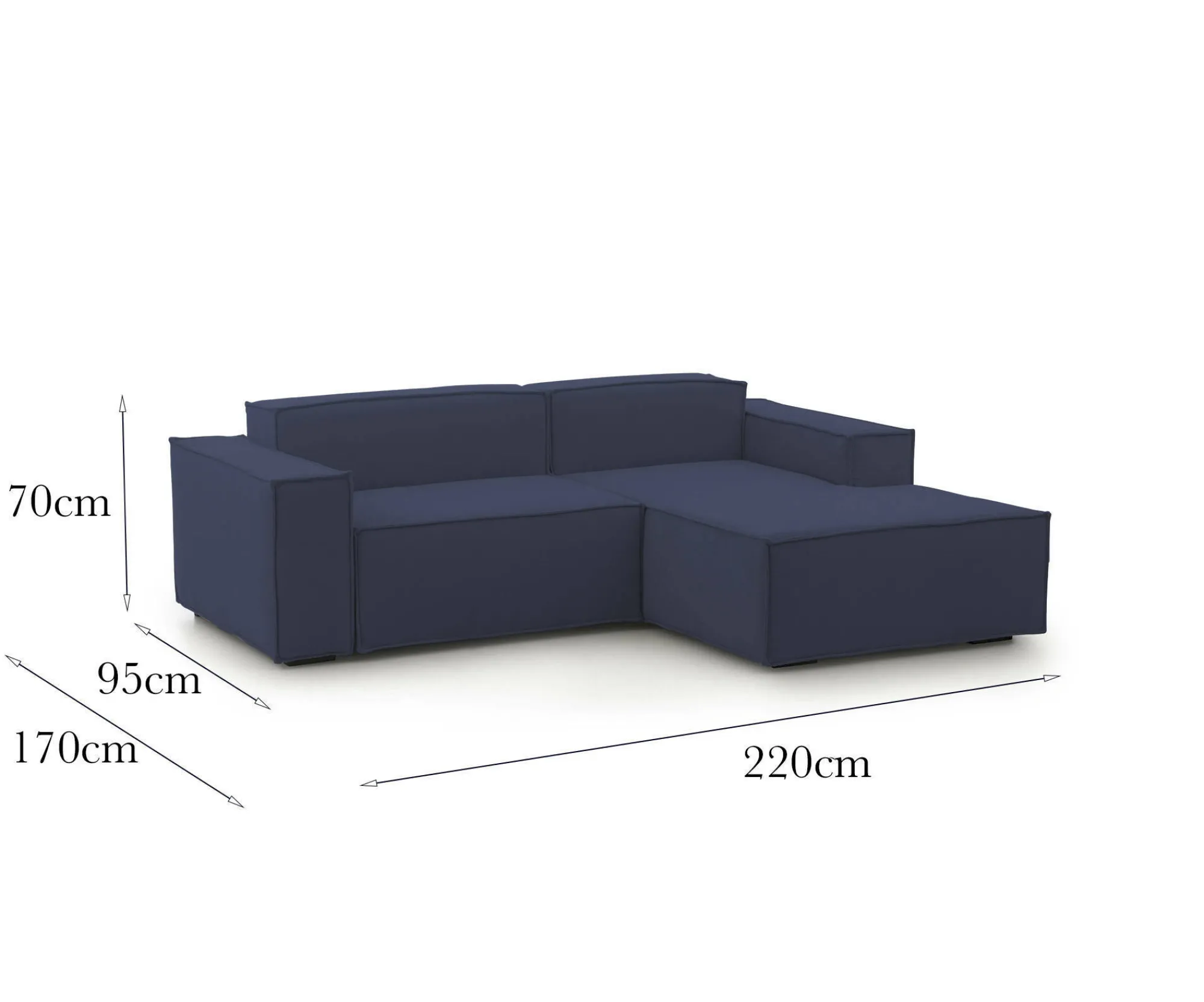 Divano fisso con penisola Amuleto, Cm 220x170h70,<Dmora Best Sale