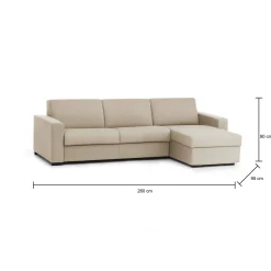 Divano fisso con penisola Azechiele, Cm 260x95h90,<Dmora Outlet