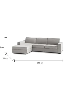 Divano fisso con penisola Sodalite, Cm 260x95h90,<Dmora Online