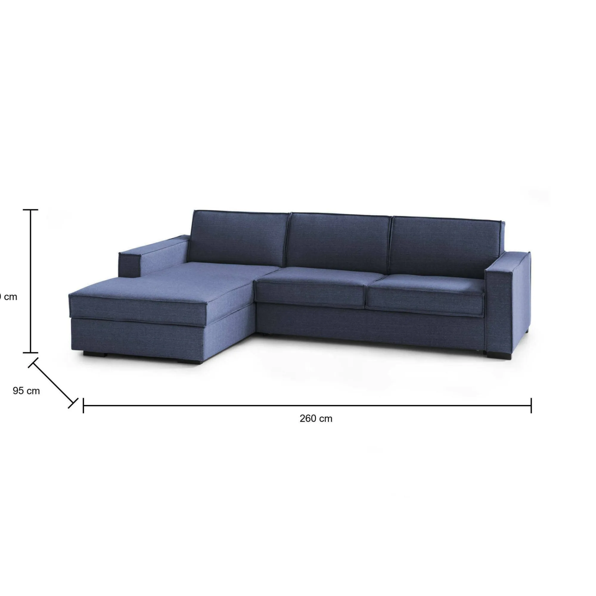 Divano fisso con penisola Sodalite, Cm 260x95h90,<Dmora Cheap