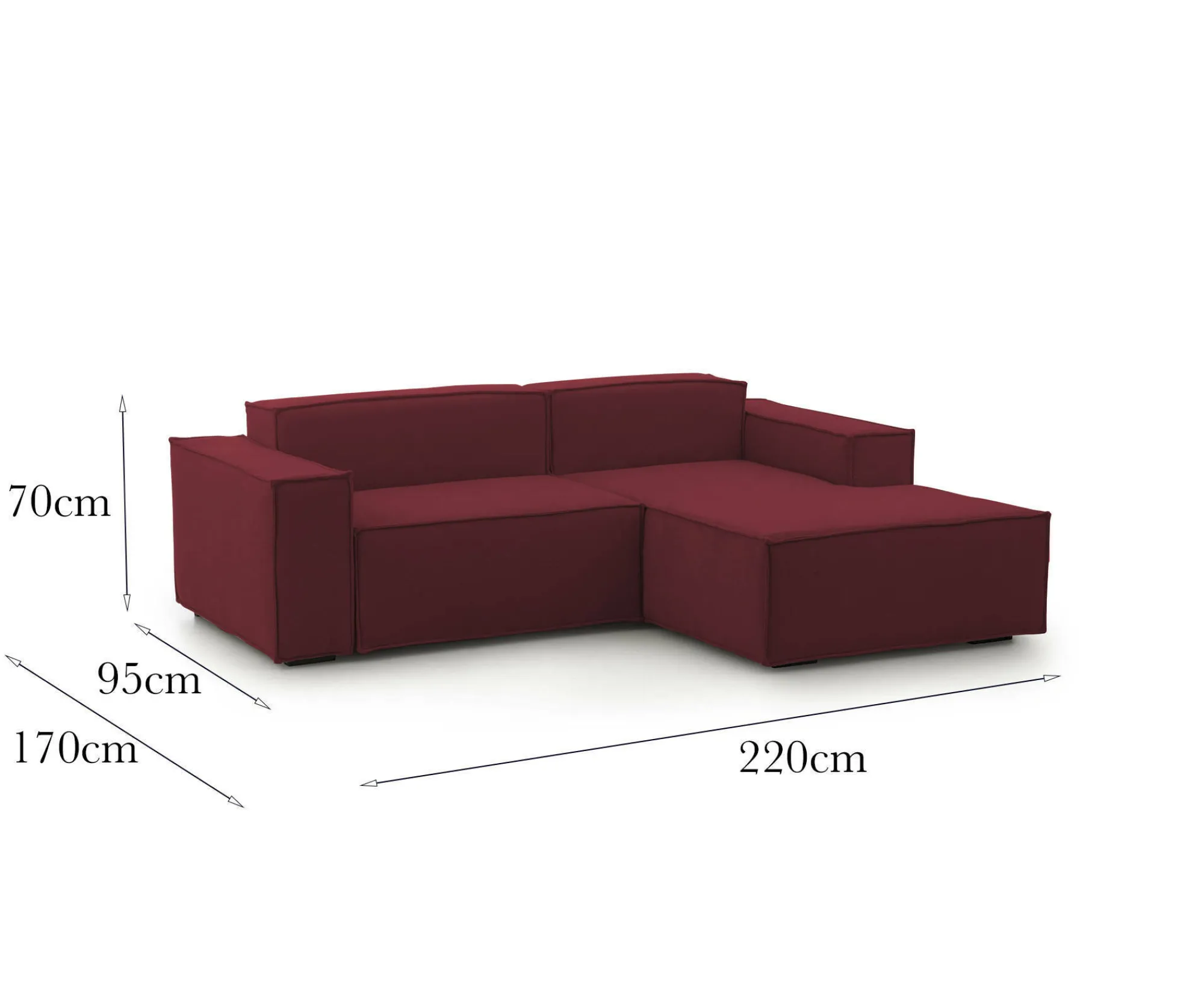 Divano fisso con penisola Amuleto, Cm 220x170h70,<Dmora Best