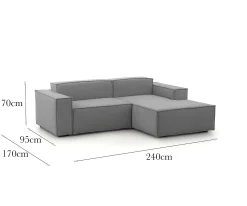 Divano fisso con penisola Ameli, Cm 240x170h70,<Dmora Hot
