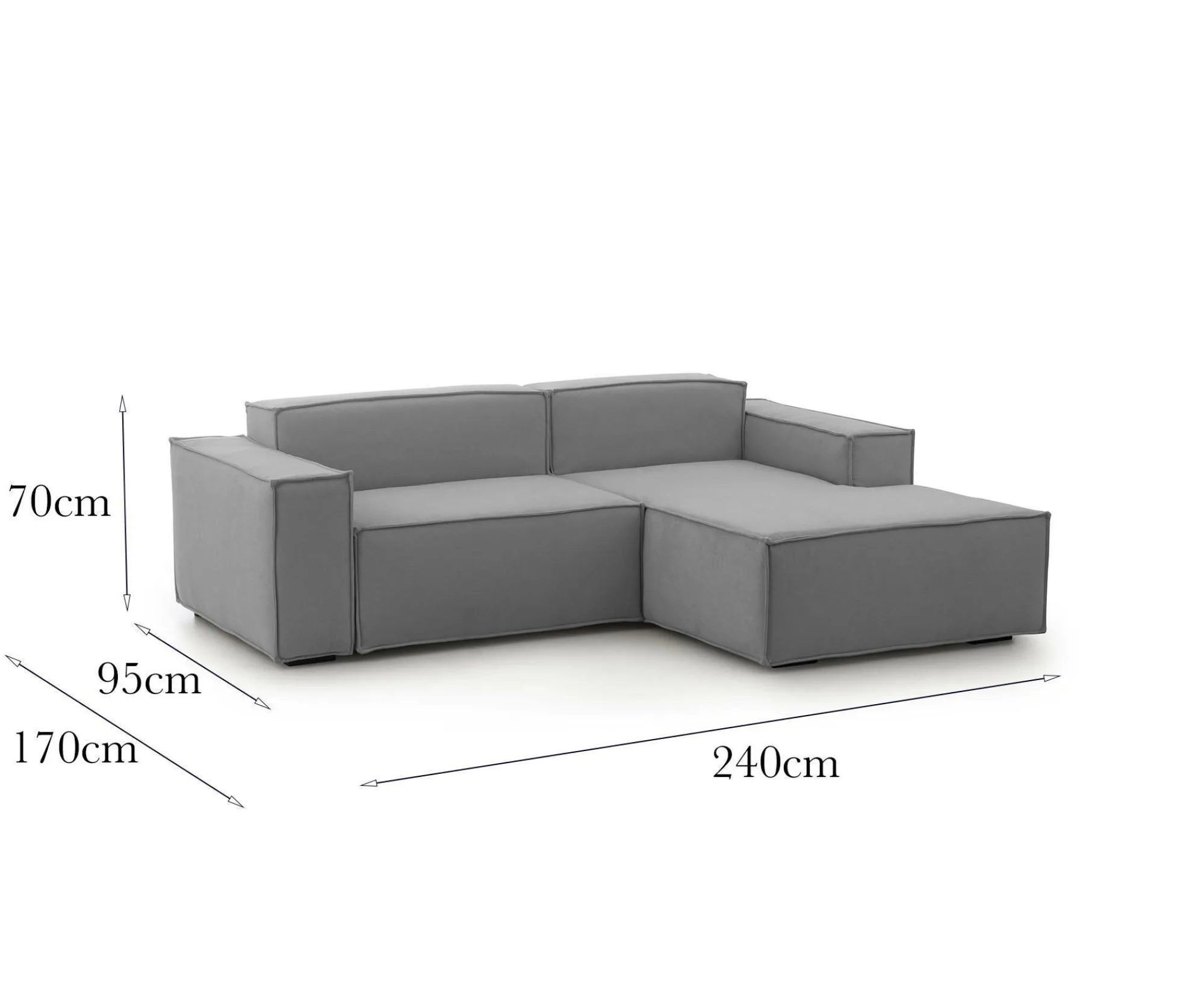 Divano fisso con penisola Ameli, Cm 240x170h70,<Dmora Hot