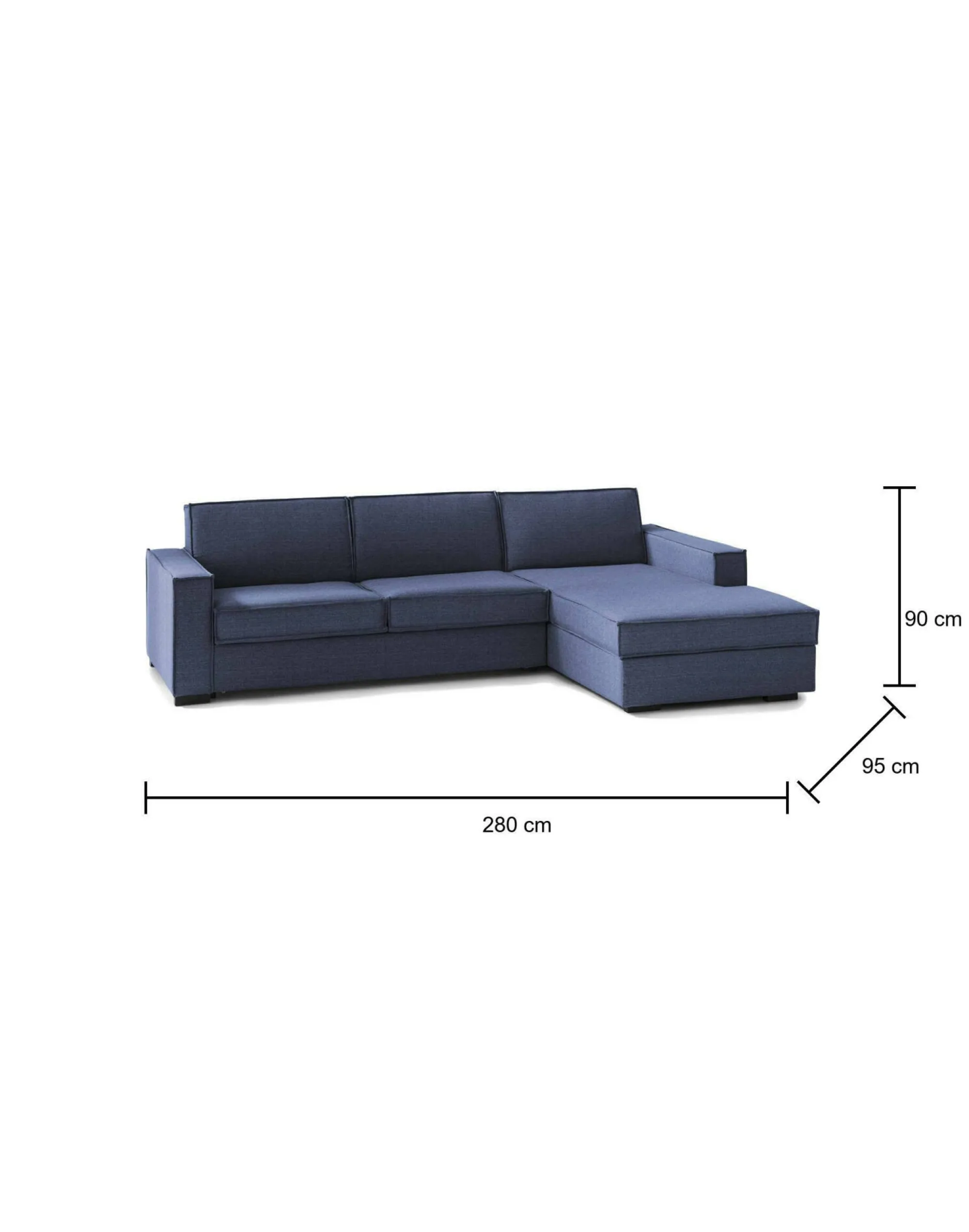 Divano fisso con penisola Ametrino, Cm 280x95h90,<Dmora Clearance