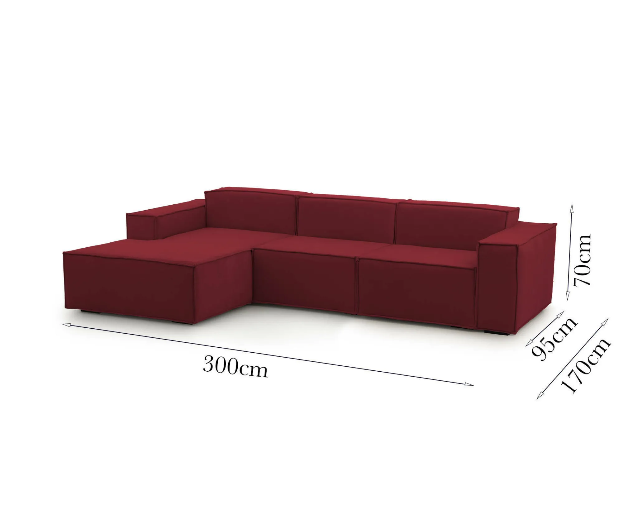 Divano fisso con penisola Alganibra, Cm 300x170h70,<Dmora Hot