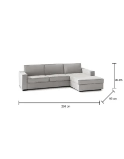 Divano fisso con penisola Assobasso, Cm 260x95h90,<Dmora Flash Sale