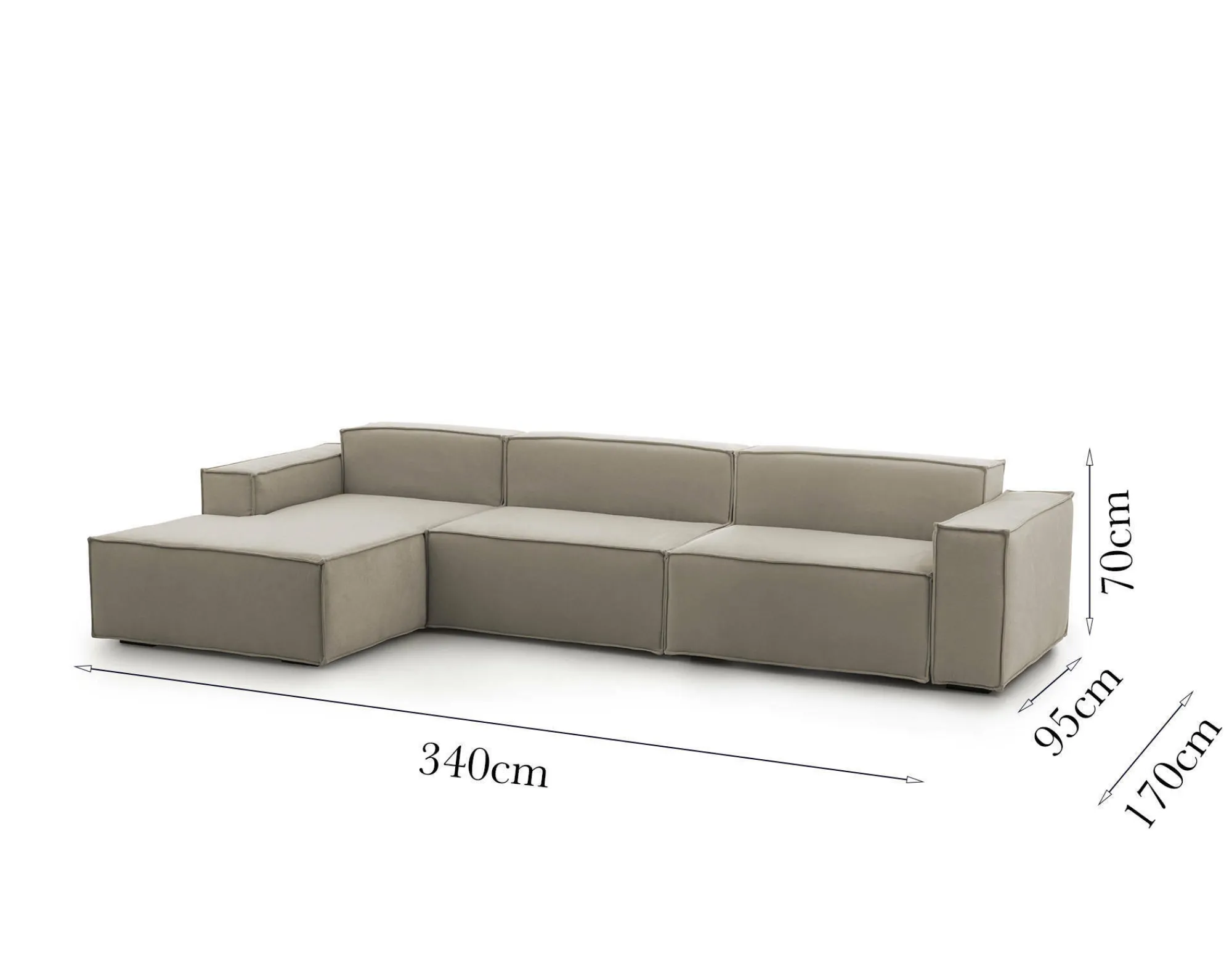 Divano fisso con penisola Atrillo, Cm 340x170h70,<Dmora Best Sale