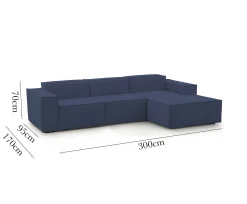 Divano fisso con penisola Ananas, Cm 300x170h70,<Dmora Sale