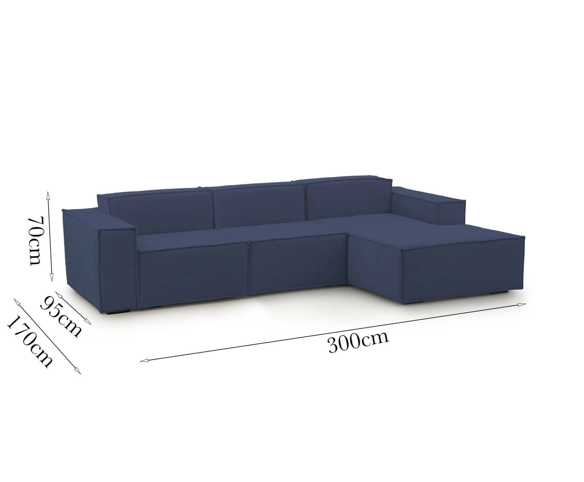 Divano fisso con penisola Ananas, Cm 300x170h70,<Dmora Sale