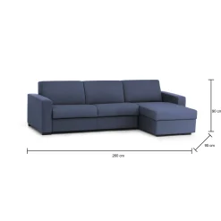 Divano fisso con penisola Azechiele, Cm 260x95h90,<Dmora Cheap