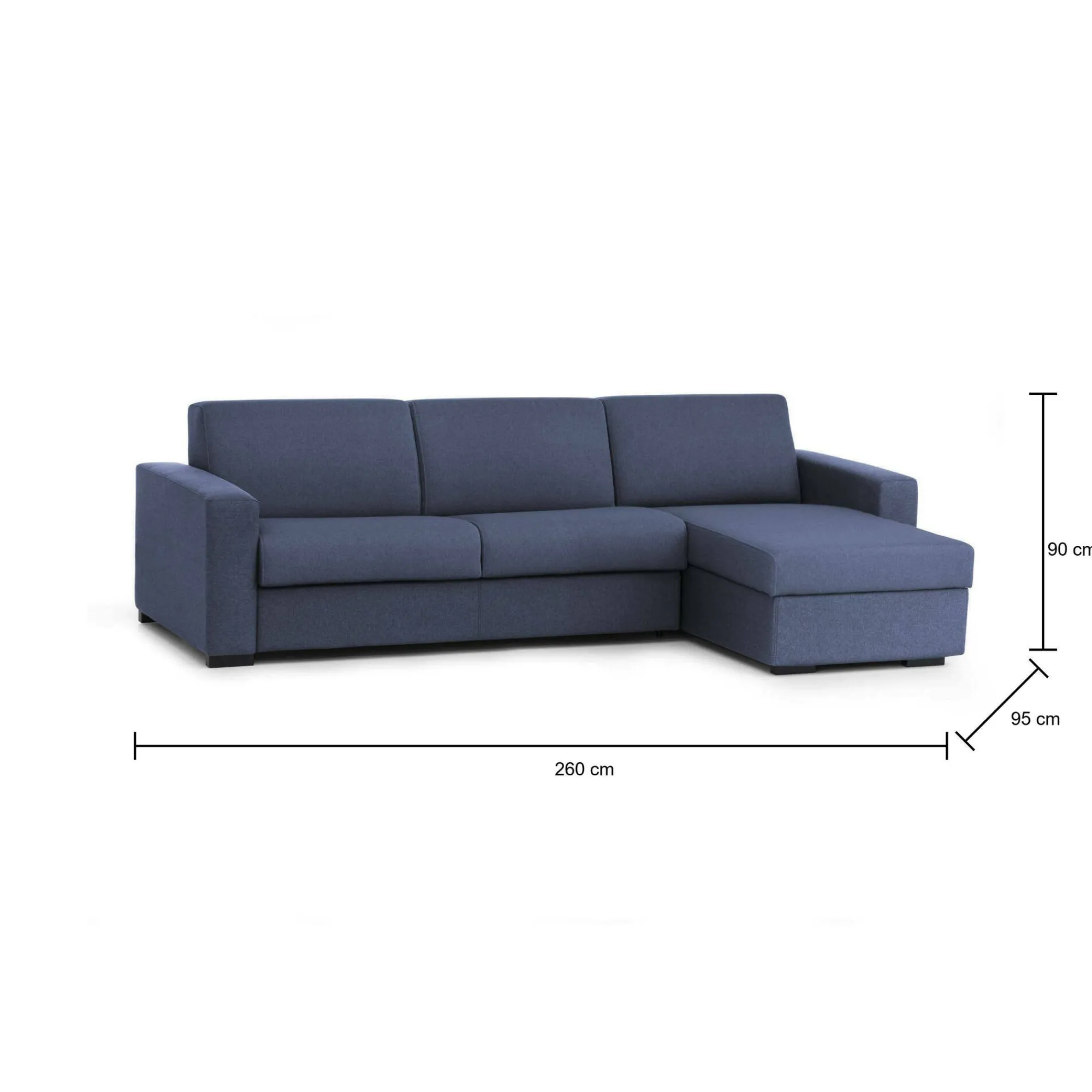 Divano fisso con penisola Azechiele, Cm 260x95h90,<Dmora Cheap