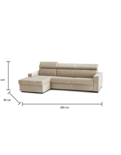 Divano fisso con penisola Akela, Cm 280x95h85,<Dmora New
