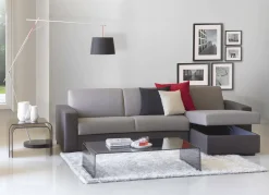 Divano fisso con penisola Azechiele, Cm 260x95h90, bicolor<Dmora Clearance