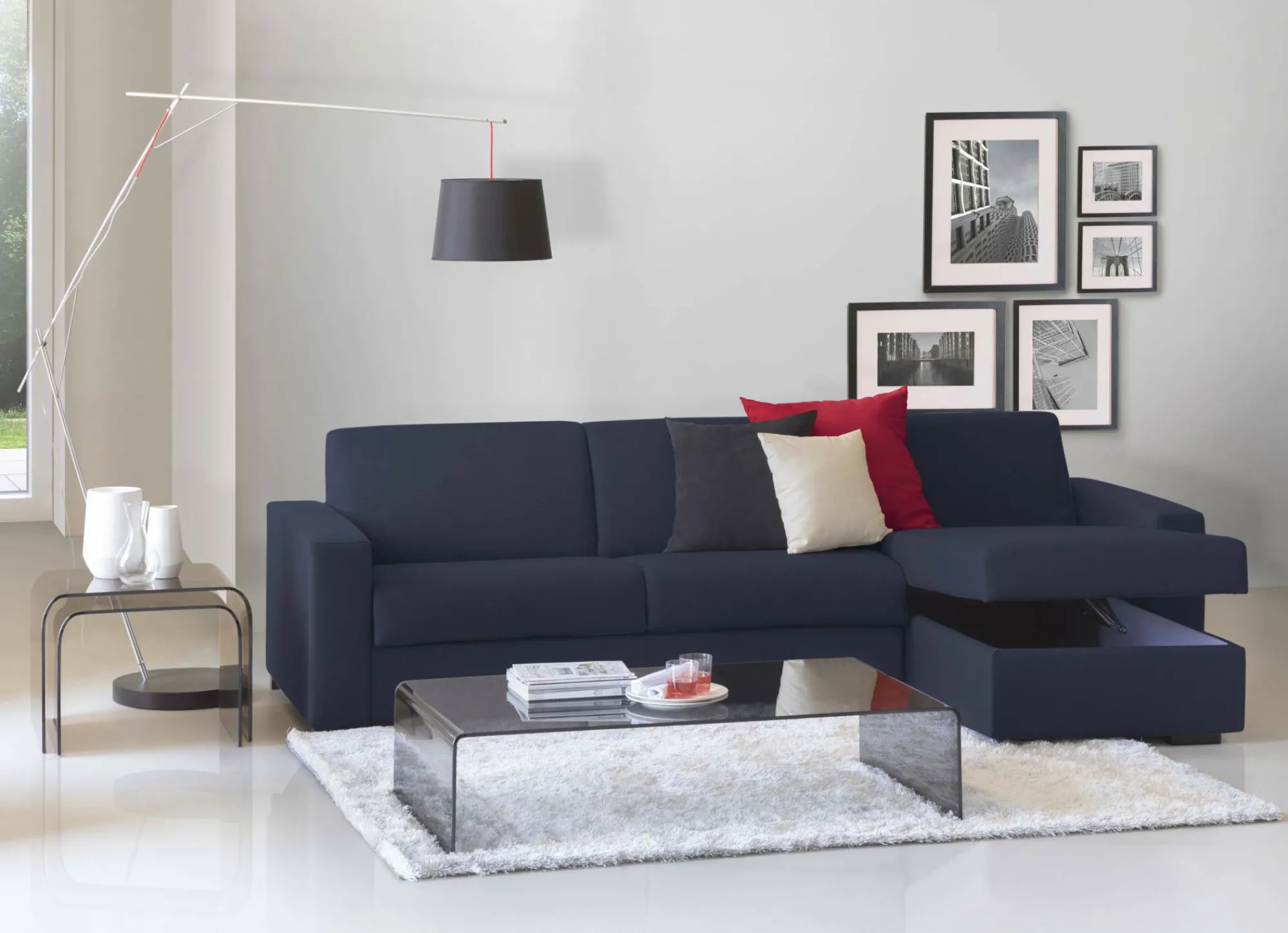 Divano fisso con penisola Atos, Cm 280x95h90,<Dmora New