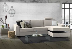 Divano fisso con penisola Assobasso, Cm 260x95h90,<Dmora Store