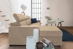 Divano fisso con penisola Akela, Cm 280x95h85,<Dmora New