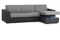 Divano fisso con penisola Atos, Cm 280x95h90, Grigio e Antracite<Dmora Fashion