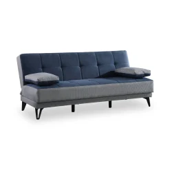 Divano letto 3 posti Aborigeni, 190x87h97 cm, Grigio e Blu<Dmora Outlet