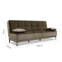Divano letto 3 posti Aborigeni, 190x87h97 cm, Grigio E Marrone<Dmora Fashion